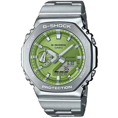 Pre-owned Casio Men's G-shock G-steel 2100 Series Green Dial Watch - Gm2110d-3a