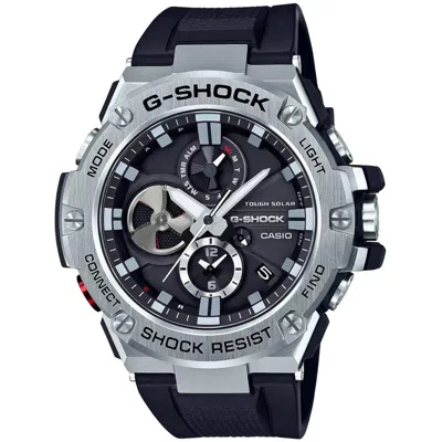 Casio Men's G-shock Gst-b100 Series Black Dial Watch In Silver