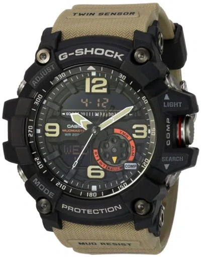 Pre-owned Casio Men's Gg-1000-1a5cr Shock Analog-digital Display Quartz Beige Watch In Multi