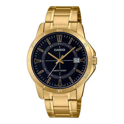 Casio Men's Gold Stainless Steel Watch With Black Dial - Mtp-v004g-1cudf