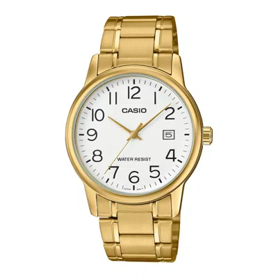 Casio Men's Gold Stainless Steel Watch With White Dial - Mtp-v002g-7b2udf In Gray