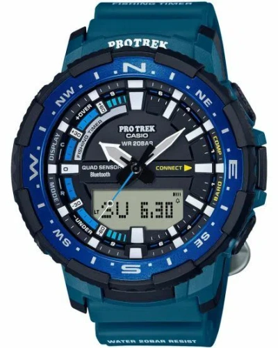Pre-owned Casio Men's Prt-b70-2c Pro Trek Quartz Sport Watch With Resin Strap, Blue Watch