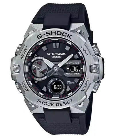 Pre-owned Casio Men's Shock G-steel Slim Black Resin Strap Analog Watch Gstb400-1a