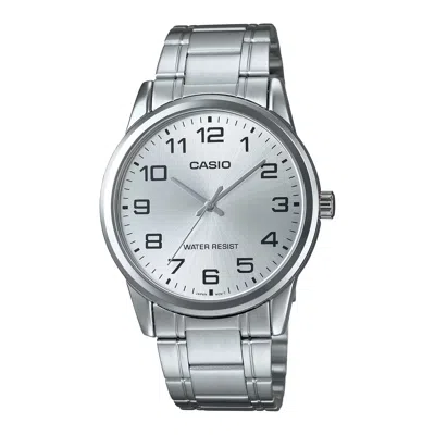 Casio Men's Silver Bracelet Watch With Silver Dial - Mtp-v001d-7b In Multi