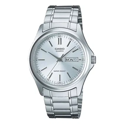 Casio Men's Silver Dial Analog Watch Steel Bracelet - Mtp-1239d-7a In Metallic