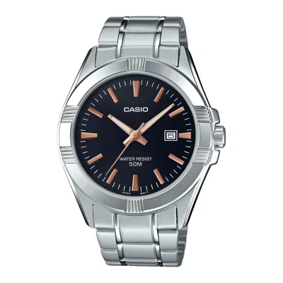 Casio Men's Stainless Steel Analog Watch Black Dial - Mtp-1308d-1a2v In Gray