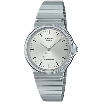 Casio Men's Stainless Steel Analog Watch With White Dial - Mq-24d-7ecf In Silver