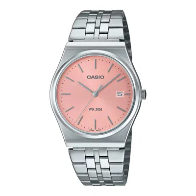 Casio Men's Stainless Steel Watch With Pink Dial - Mtp-b145d-4avdf In Multi