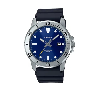Casio Men's Three-hand Black Resin Watch 45mm, Mtpvd01-2ev