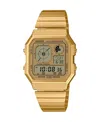 Casio Men's Vintage Digital Gold-tone Stainless Steel Bracelet Watch 34mm In Gold