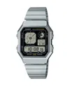 Casio Men's Vintage Digital Stainless Steel Bracelet Watch 34mm In Silver