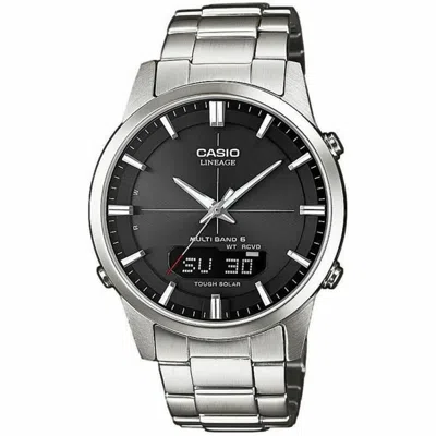 Casio Men's Watch  Lineage Multiband 6 Tough Solar Black Silver ( 40 Mm) Gbby2 In Metallic