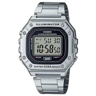Casio Men's Water-resistant Digital Watch With Stainless Steel Bracelet - W-218hd-1av In Multi