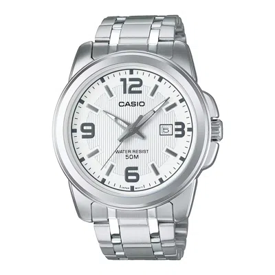 Casio Men's White Dial Stainless Steel Bracelet Watch - Mtp-1314d-7av In Purple