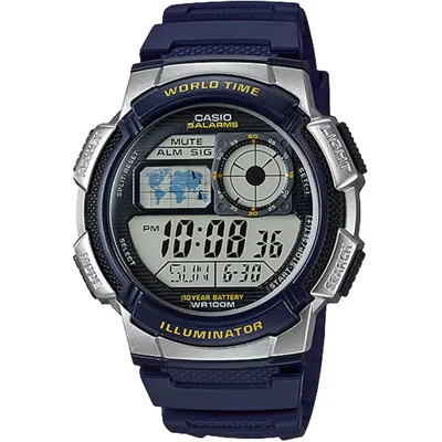 Casio Men's World Time Blue Resin Digital Watch - Ae-1000w-2a2vcf