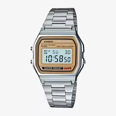 Casio Mens Digital Silver Tone Stainless Steel Bracelet Watch A158wea-9 In Metallic