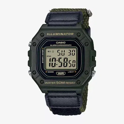 Casio Mens Green Strap Watch W218hb-3av In Black