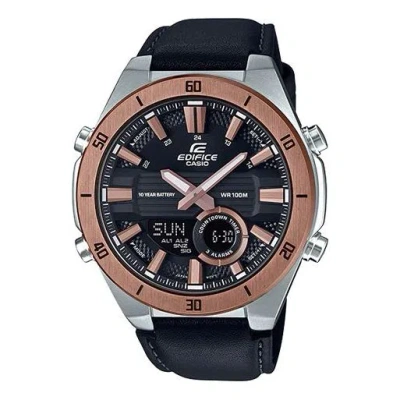 Casio Mens Pinkredgold Analog/digital Combo In Black