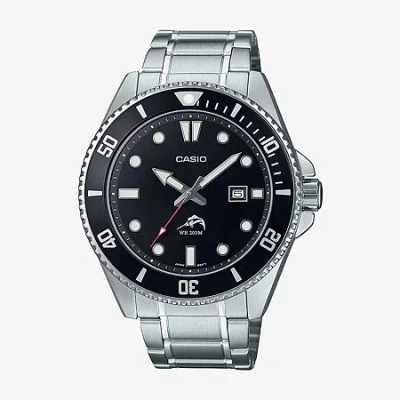 Casio Mens Silver Tone Stainless Steel Bracelet Watch Mdv-106dd-1a1vcf In Metallic