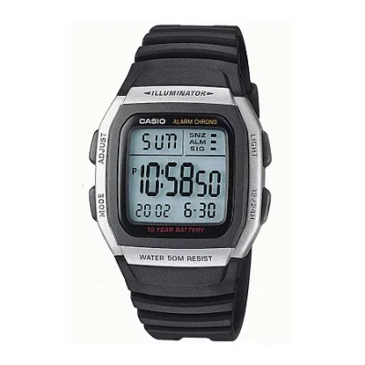 Casio Mens Square Black Resin Strap Digital Sport Watch W96h-1avos
