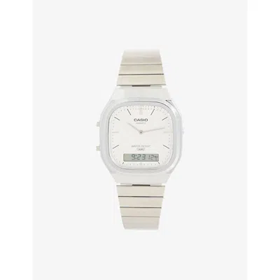 Casio Mens  Vintage Silver Dial Stainless-steel Quartz Watch In White