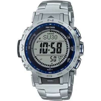 Pre-owned Casio Men`s Watch Pro Trek Prw-31yt-7jf Solar Atomic Radio Titanium Band Digital