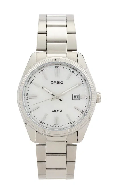 Casio Metp1302 Series Watch In Metallic Silver