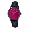 Casio Minimalistic Fashion Neon Pink Dial Watch Analog In Black