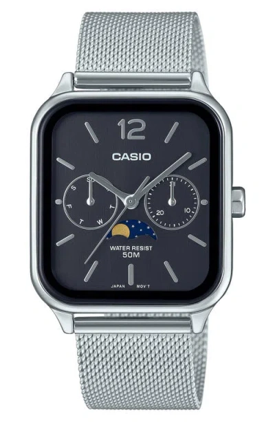 CASIO CASIO MOONPHASE MESH STRAP WATCH, 44.5MM X 34MM