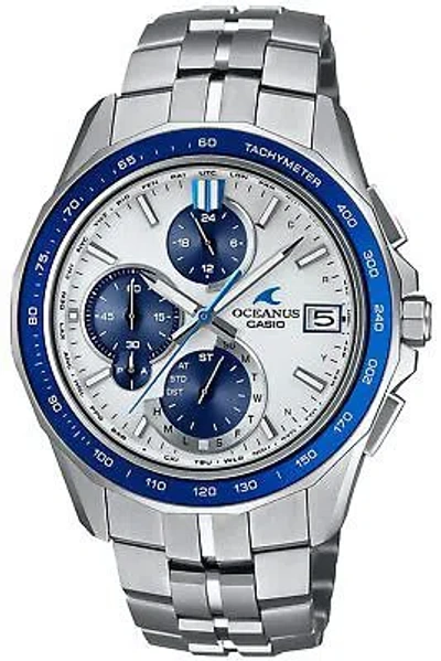 Pre-owned Casio Oceanus Manta Ocw-s7000d-7ajf Radio Solar Men Watch Bluetooth Titanium