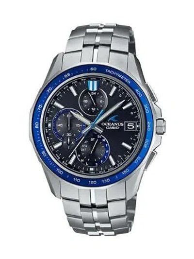 Pre-owned Casio Oceanus Ocw-s7000-1ajf Black Manta Slim Case Chrono Men's Watch In Box