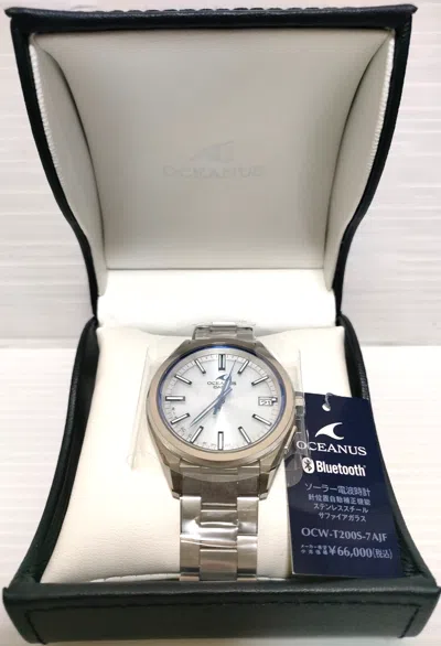 Pre-owned Casio Oceanus Ocw-t200s-7ajf White Dial Elegant Bluetooth Solar Men White Watch