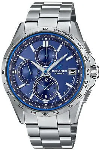 Pre-owned Casio Oceanus Ocw-t2600-2a3jf Blue Dial Classic Solar Radio Watch Men Japan