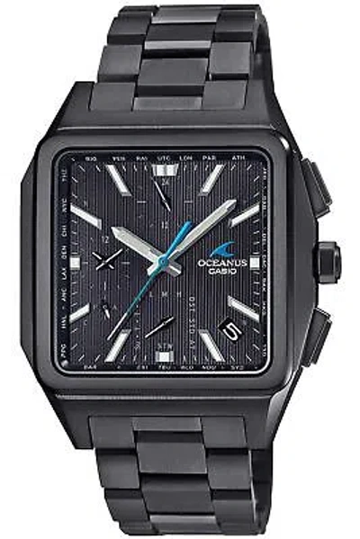 Pre-owned Casio Oceanus Ocw-t5000b-1ajf Titanium Bluetooth Radio Solar Watch Black 38.2mm
