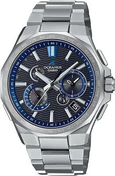 Pre-owned Casio Oceanus Ocw-t6000-1ajf Solar Radio Men Watch Bluetooth Titanium In Box