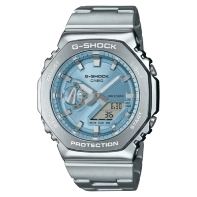 Pre-owned Casio Orologio  G-shock Serie G-steel Gm-2110d-2aer Sky Blue/steel