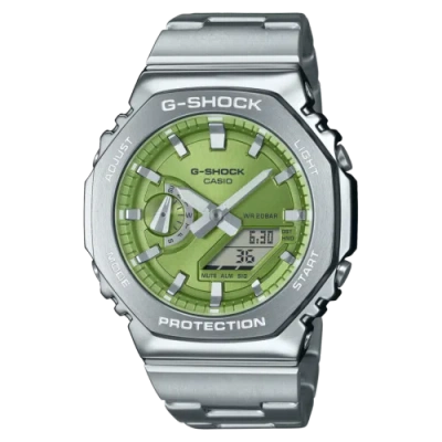 Pre-owned Casio Orologio  G-shock Serie G-steel Gm-2110d-3aer Lime/steel