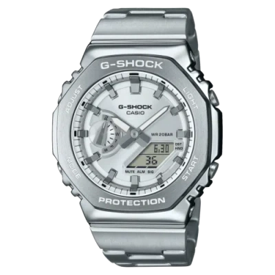 Pre-owned Casio Orologio  G-shock Serie G-steel Gm-2110d-7aer Silver/steel
