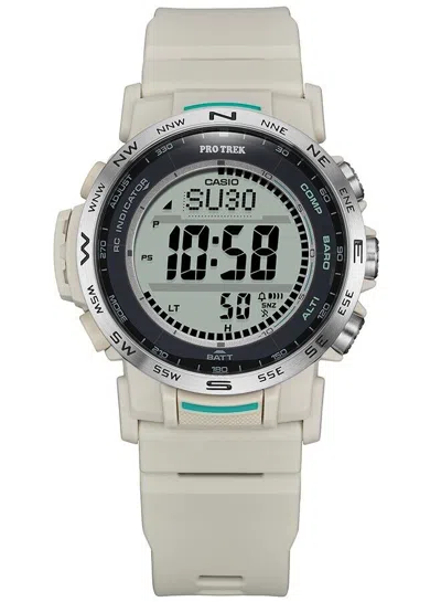 Pre-owned Casio Protrek Climber Line Prw-35-7jf Men's Watch Urethane Band White 2024