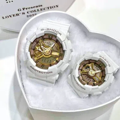 Pre-owned Casio Presents Lover's Collection 2022 Limited Lov-22a-7ajr White Pair Watch