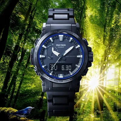 Pre-owned Casio Pro Treck Prw-61fc-1jf Climber Line Radio Solar Watch Black 47.4mm