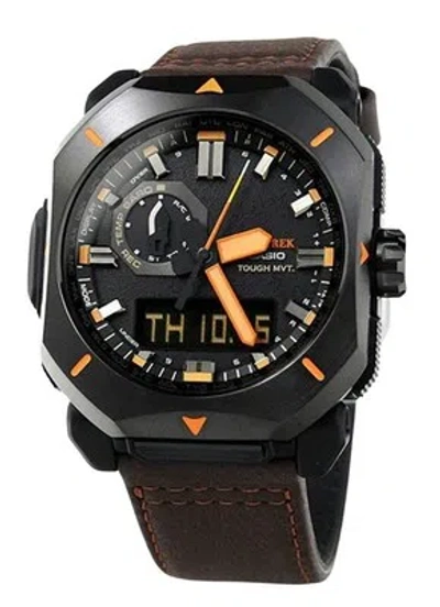 Pre-owned Casio Pro Trek Altimeter Thermometer Tough Solar Prw-6900yl-5 100m Mens Watch