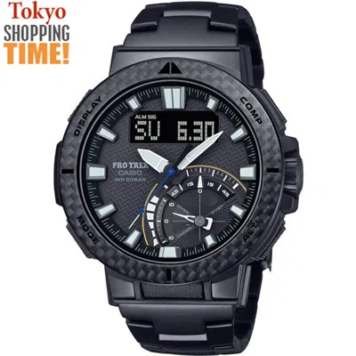 Pre-owned Casio Pro Trek Angler Line Prw-73xt-1jf Titanium Band Solar Outdoor Men`s Watch