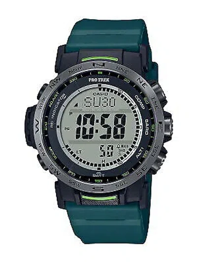 Pre-owned Casio Pro Trek Climber Digital Atomic Solar Triple Sensor Men Watch Prw-35y-3jf