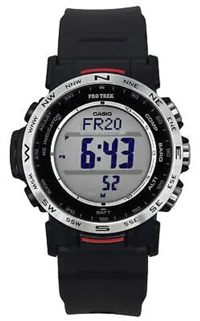 Pre-owned Casio Pro Trek Climber Line Radio-controlled Compass Prw-35-1a 100m Mens Watch