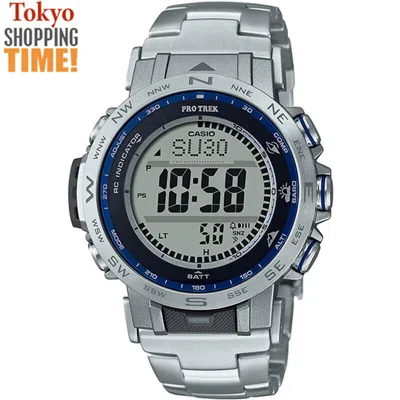 Pre-owned Casio Pro Trek Climber Prw-31yt-7jf Titanium Solar Digital Outdoor Men`s Watch