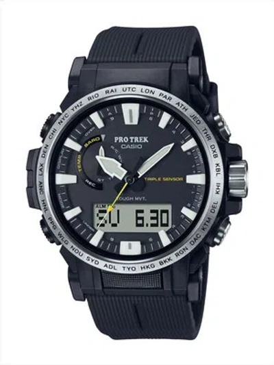 Pre-owned Casio Pro Trek Climber Prw-61-1ajf Black Solar Atomic Radio Men Watch In Box