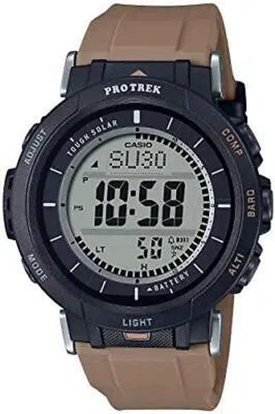 Pre-owned Casio Pro Trek Prg-30-5jf Tough Solar Compass Barometer Thermometer Watch Brown