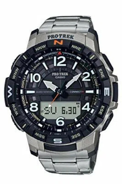Pre-owned Casio Pro Trek Prt-b50t-7jf Men's Watch Titanium Bluetooth From Japan