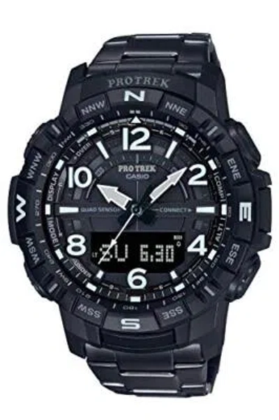 Pre-owned Casio Pro Trek Prt-b50yt-1jf Bluetooth Analog Digital Titanium Men Watch